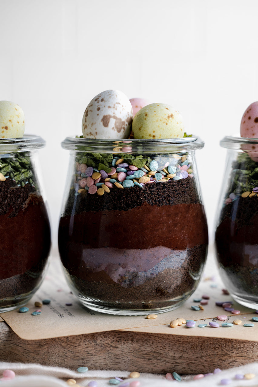 Easter Dirt Cup with Brownie Crisp Cookies
