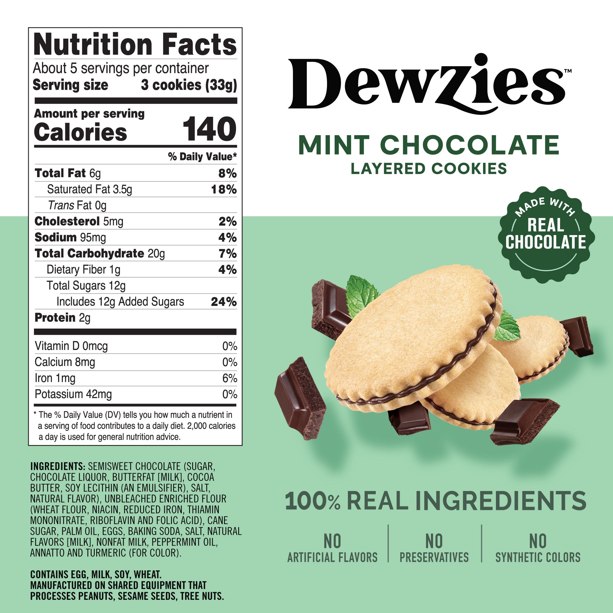 Mint Chocolate Dewzies Layered Cookies