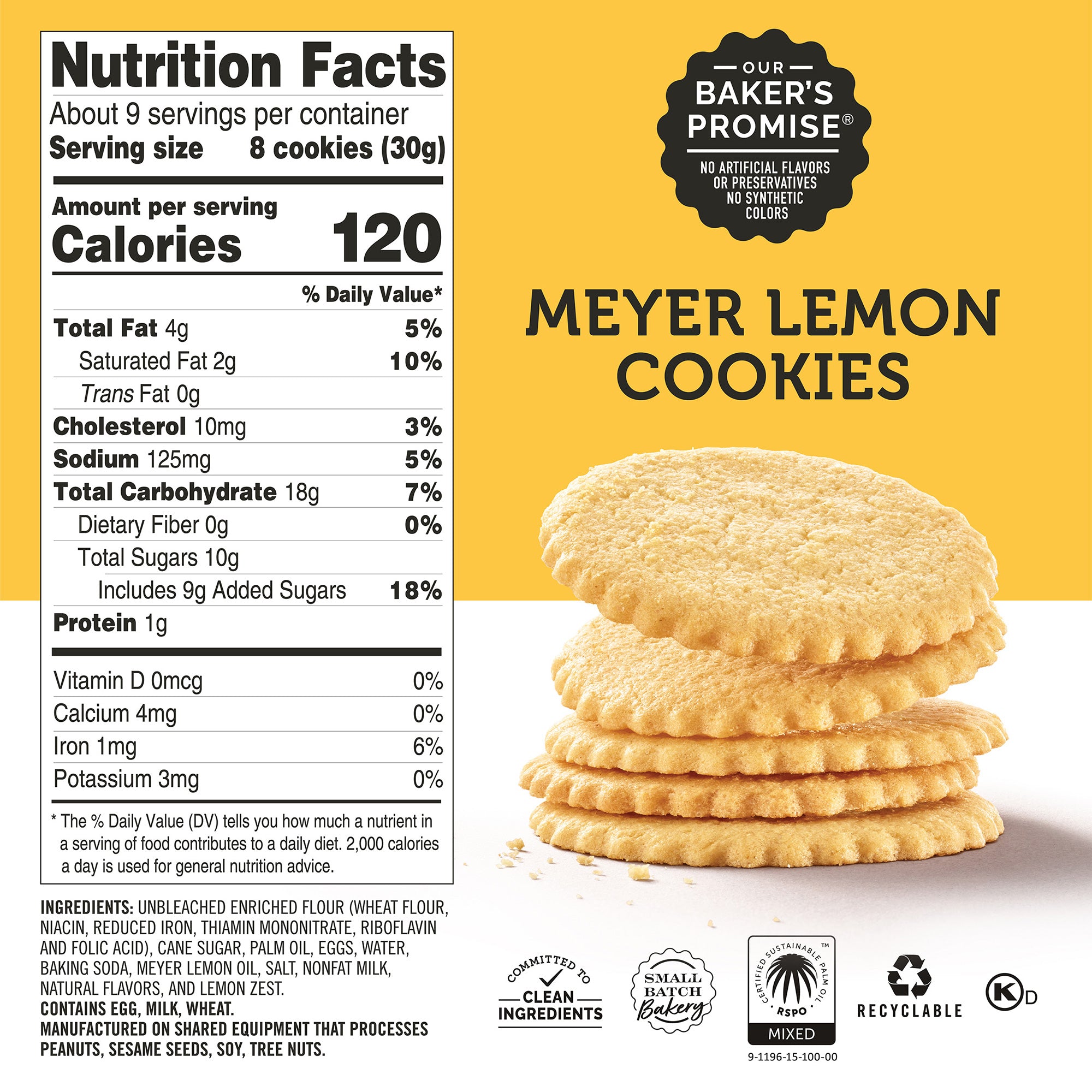 Meyer Lemon, Key Lime and Vanilla Bean Cookies, 3 9oz boxes