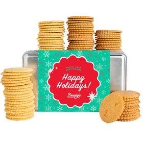 "Happy Holidays" Sugar and Triple Ginger Moravian Cookie Gift Tin