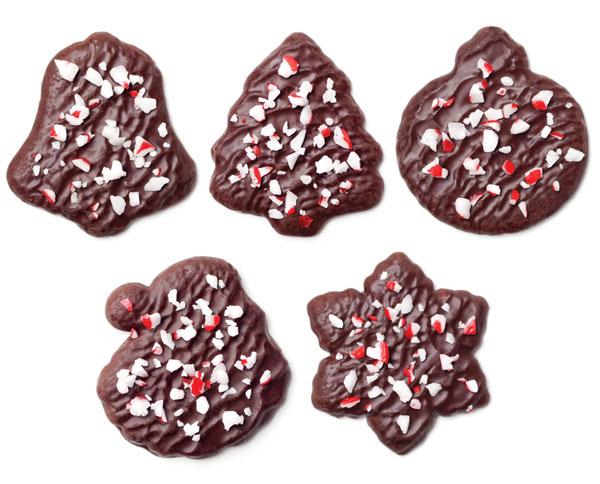 Chocolate Enrobed Peppermint Cookies in Holiday Shapes (Pack of 2)
