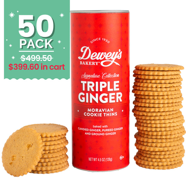 Triple Ginger Cookie Tube, Bulk Pack of 50 – Dewey's Bakery