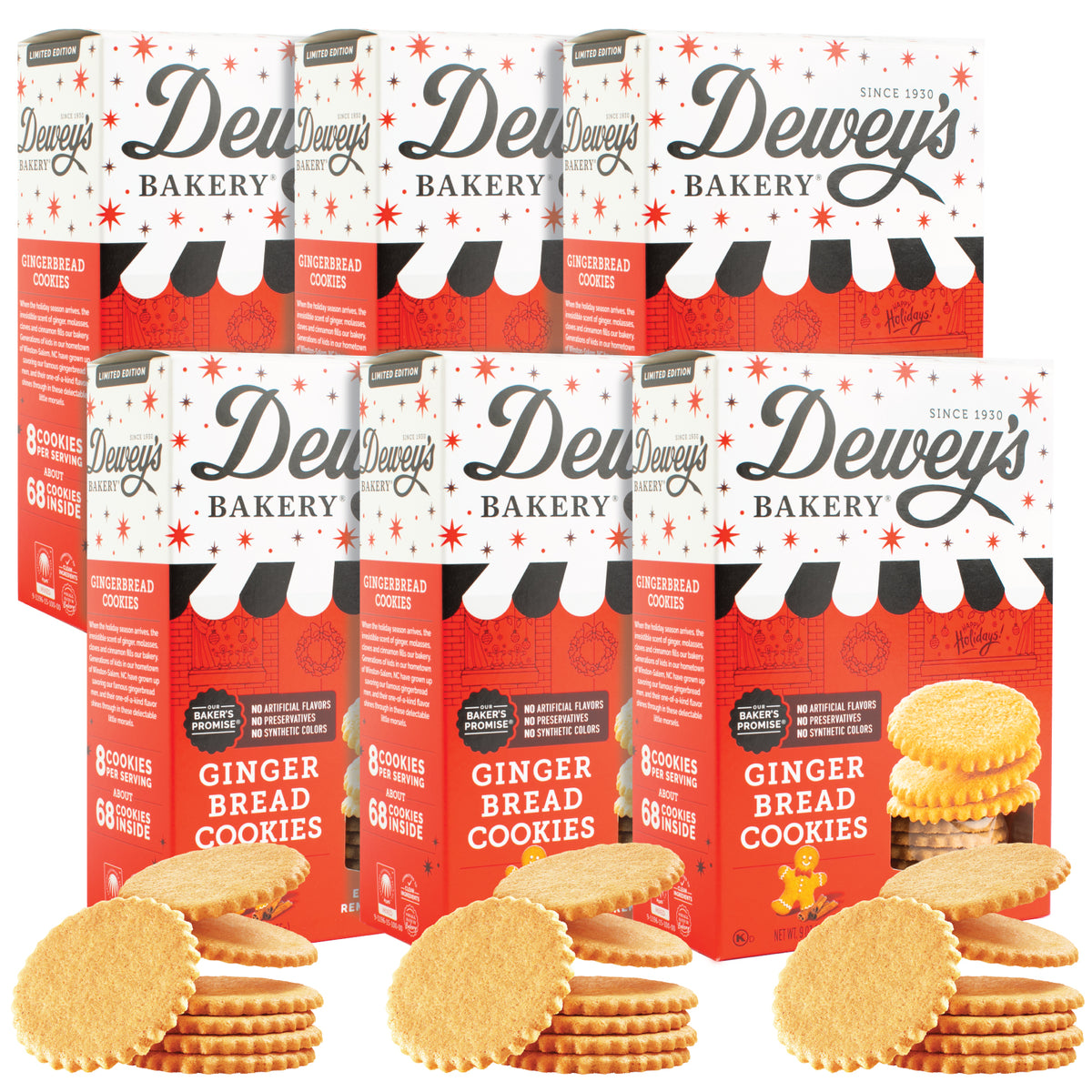 Gingerbread Moravian Cookies 6-Pack, 3.4 lbs (54oz)