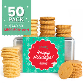 "Happy Holidays" Sugar and Ginger Tin, 50-Count Bulk Pack