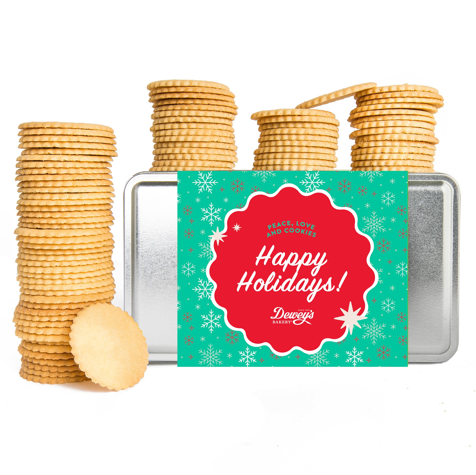 "Happy Holidays" Lemon and Lime Moravian Cookie Gift Tin