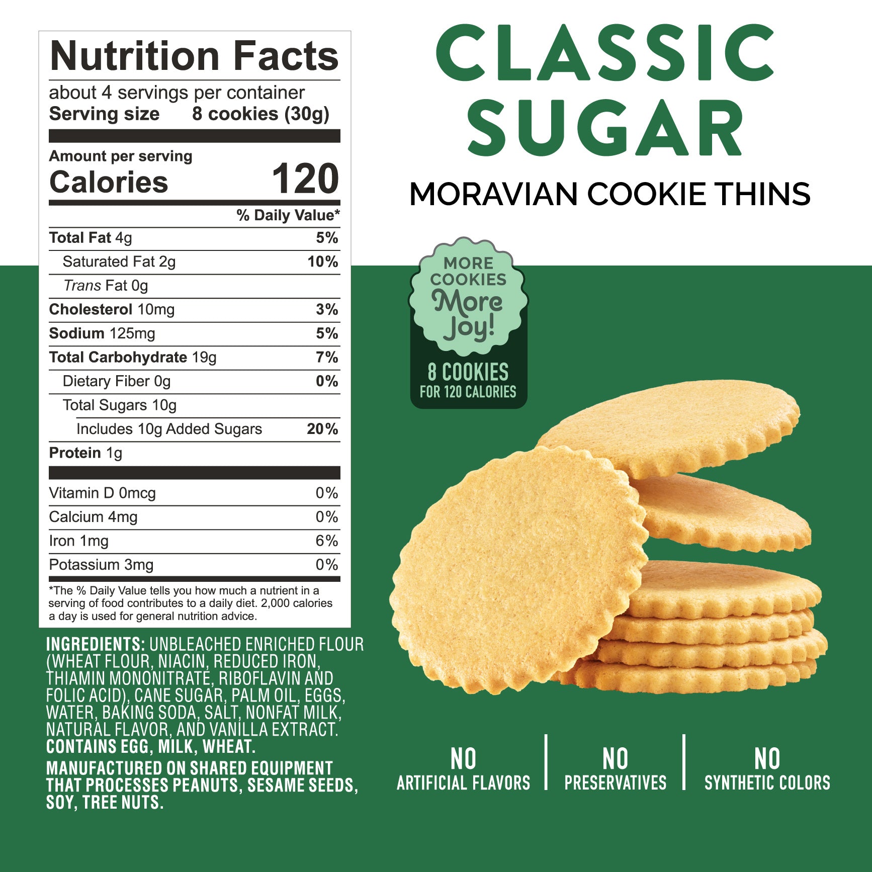 Classic Sugar Moravian Cookie Thins Tube