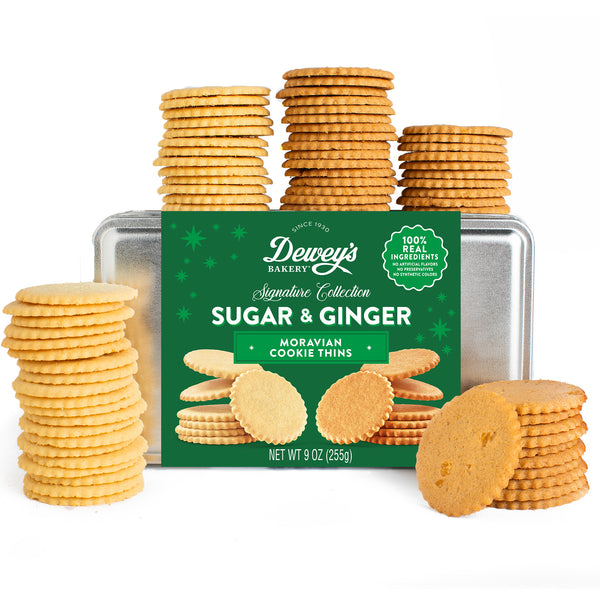 Sugar and Triple Ginger Moravian Cookie Gift Tin – Dewey's Bakery