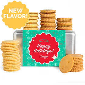 "Happy Holidays" Sugar and Triple Ginger Moravian Cookie Gift Tin