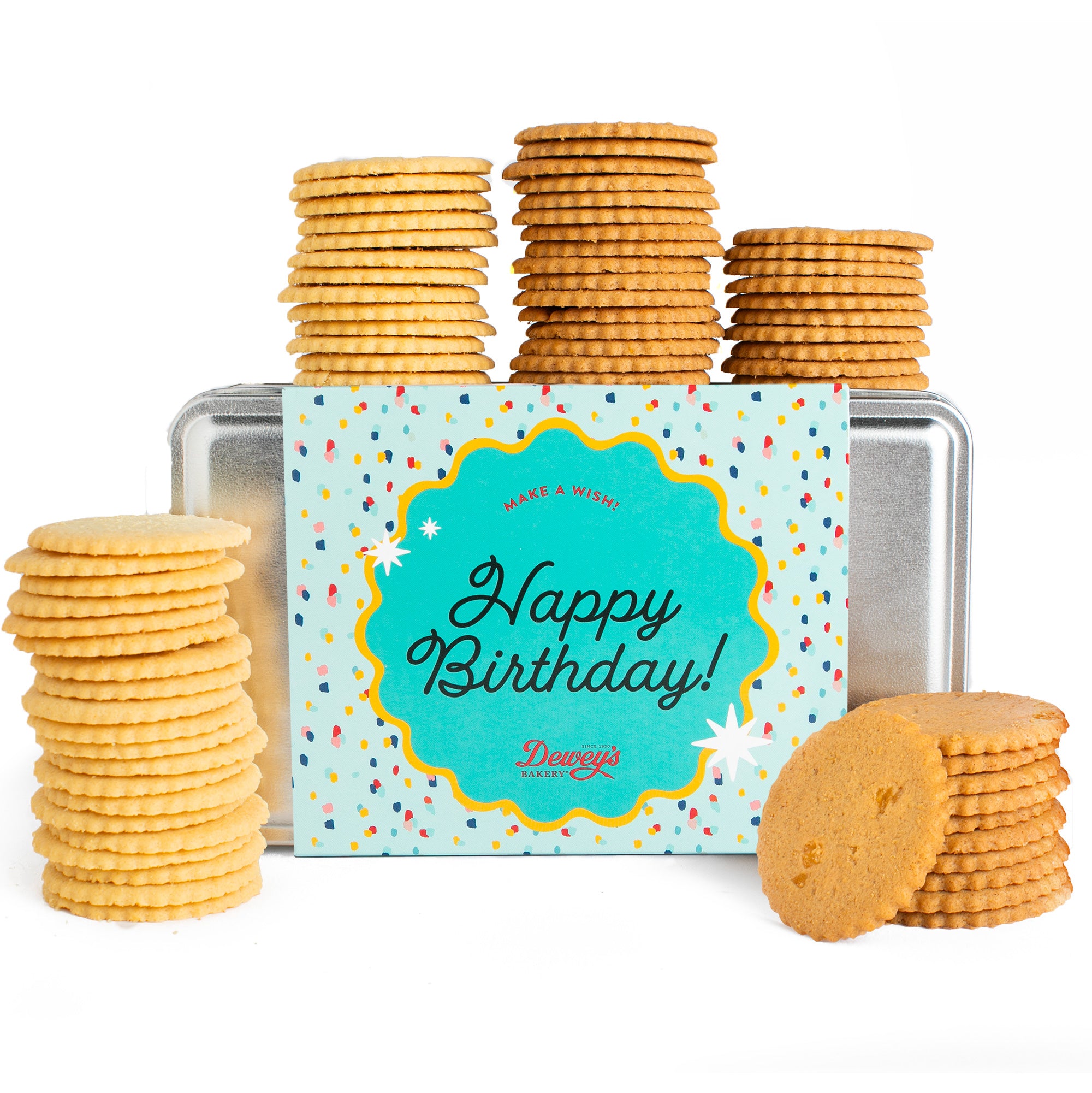 "Happy Birthday" Sugar and Triple Ginger Moravian Cookie Gift Tin
