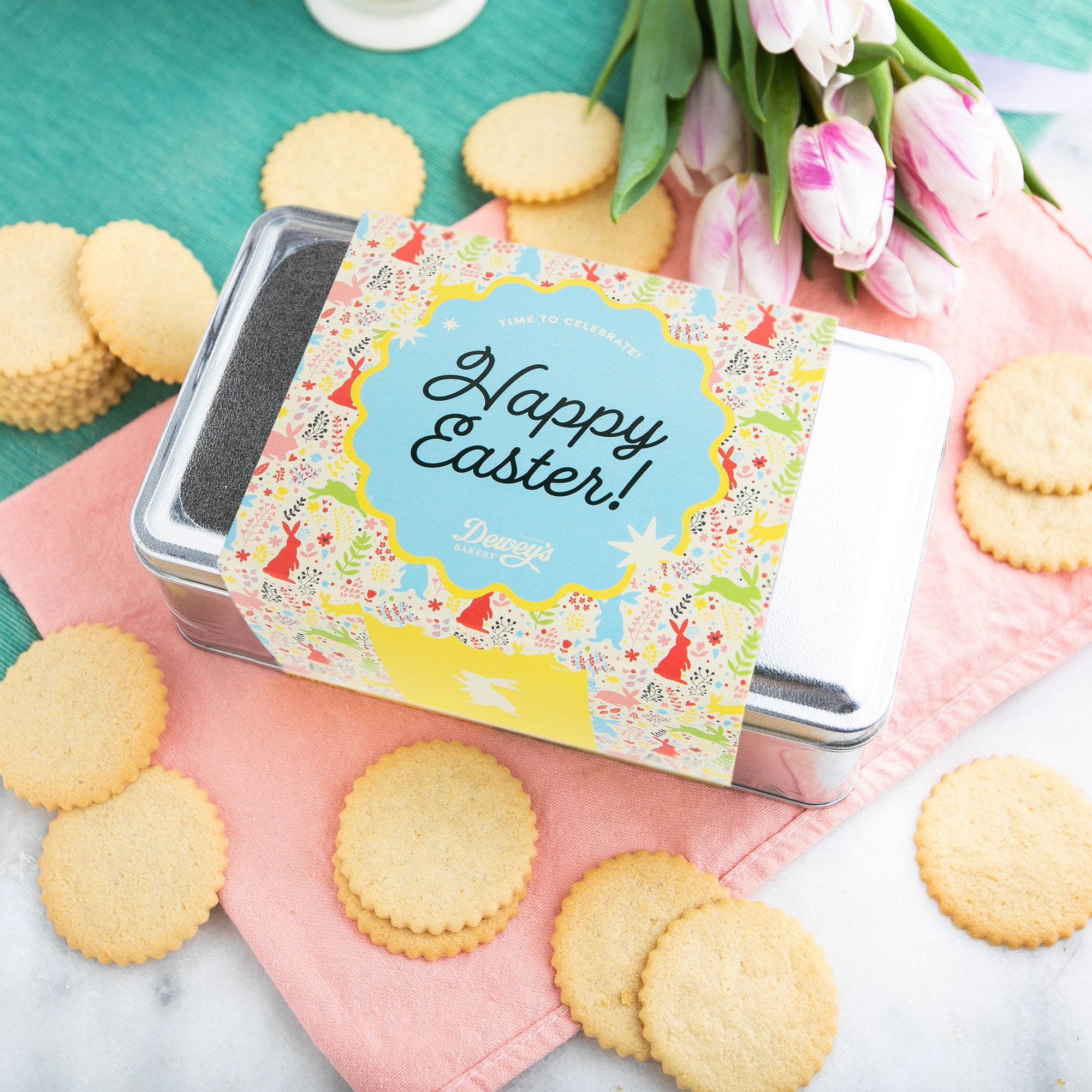 "Happy Easter" Sugar & Ginger Spice Moravian Cookie Gift Tin