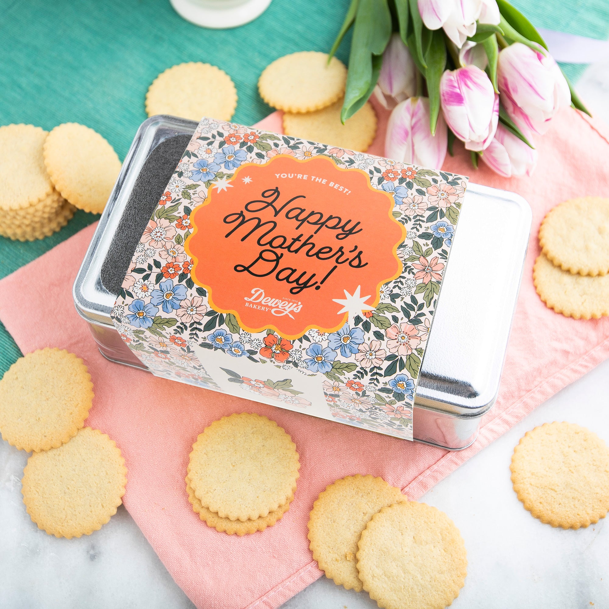 "Happy Mother's Day" Lemon & Lime Moravian Cookie Gift Tin