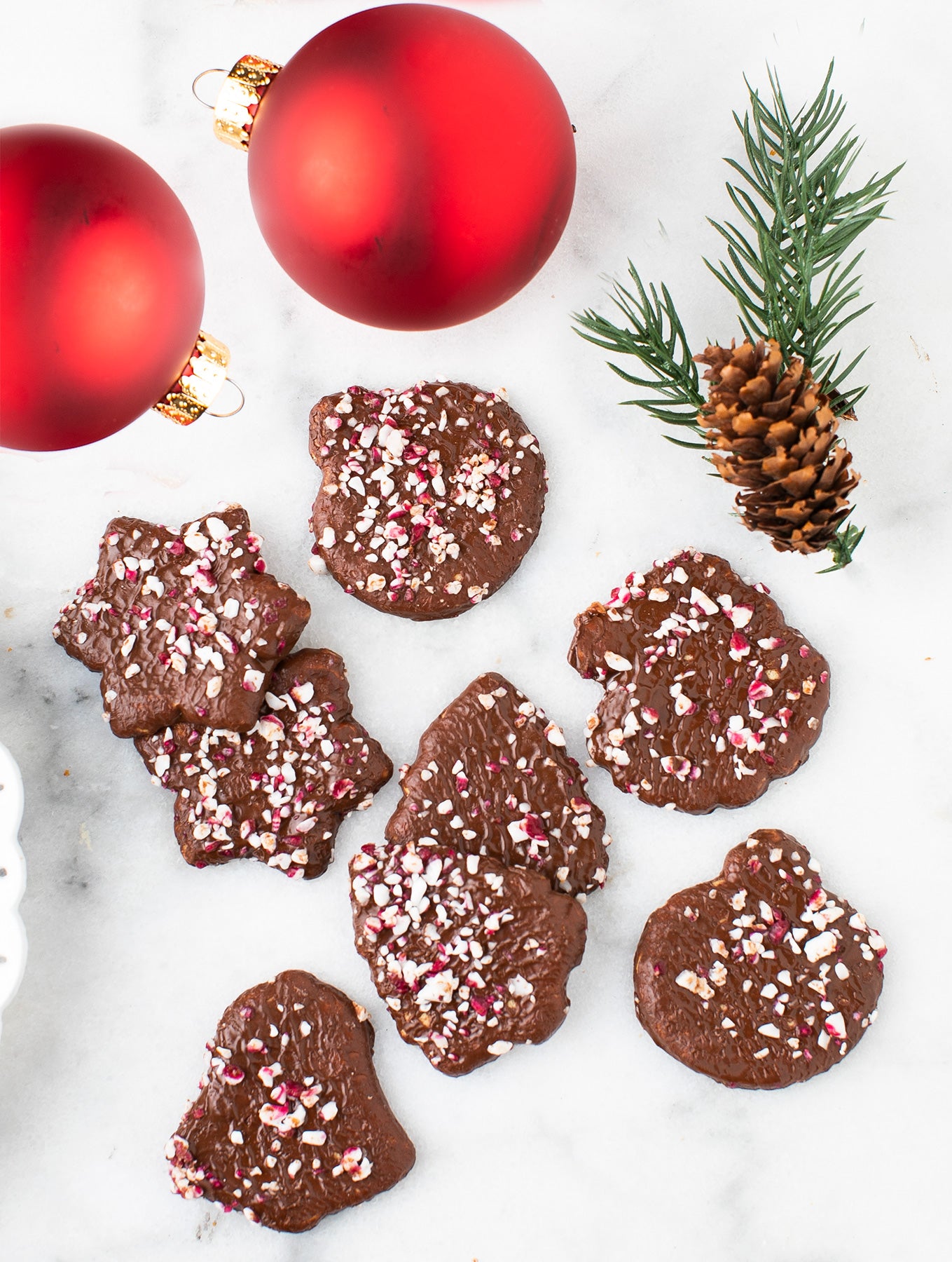 Chocolate Enrobed Peppermint Holiday Shaped Moravian Cookie